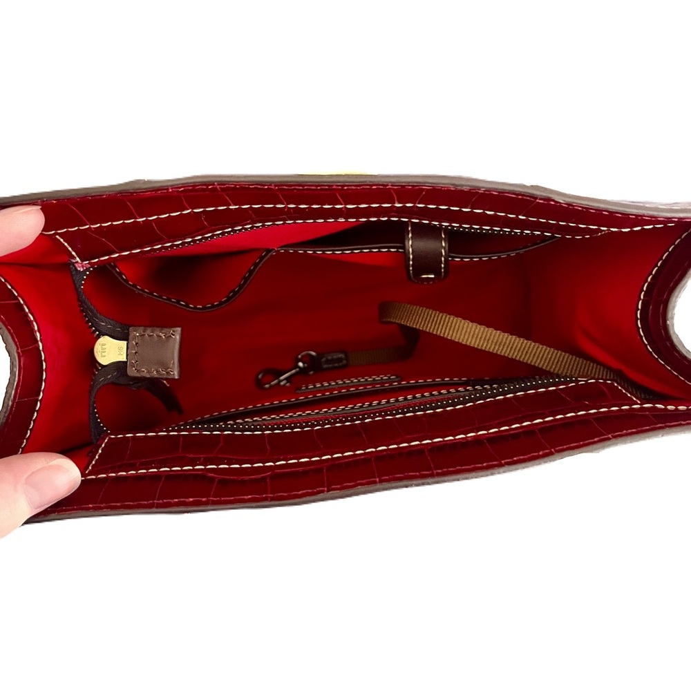 Dooney & Bourke ‘Charlotte’ Red Croc Embossed Leather Tote Bag in “Bourdeaux” - Picture 6 of 9